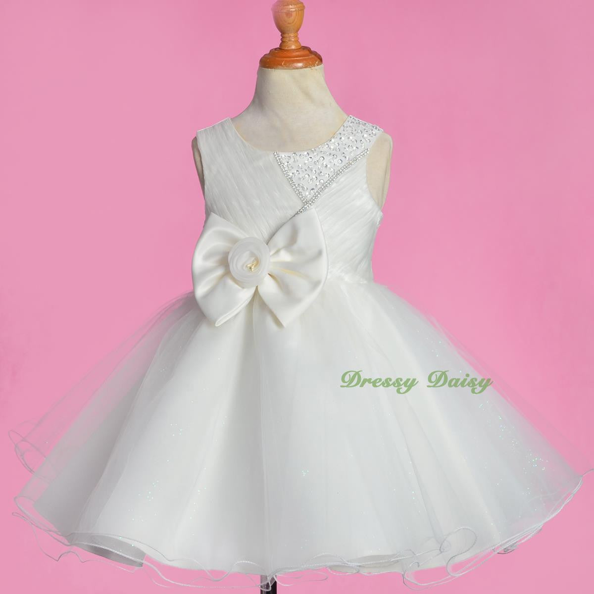 FG321 Diamante Beaded Tulle Flower Girl Formal Dress Pageant Birthday Size 18 Months - 7