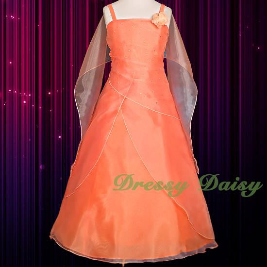 FG096S Girls Organza Wedding Flower Girl Dresses Pageant Dress With Shawl Size 2-13
