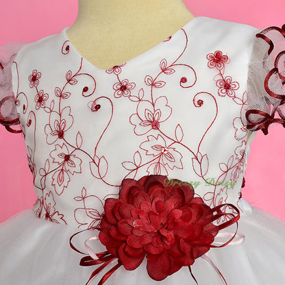 FG324 Scallop Hemline Pageant Birthday Occasion Dresses w/ Bonnet Baby Size 9-24 Months