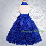 FG148 Girls Beads Halter Embossed Flower Girl Dresses Party Pageant Dress Size 2-9