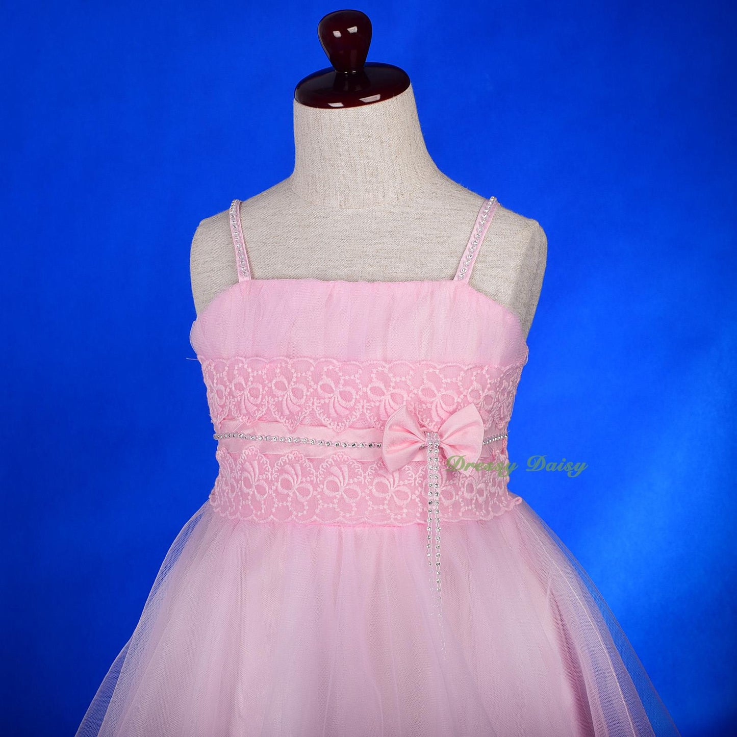 FG339 Diamante Floral Lace Pageant Wedding Flower Girl Dresses w/ Train Size 2-9