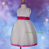 FG208 Girls Rhinestones Ribbon Trimming Flower Girl Pageant Party Dresses Size 2-10