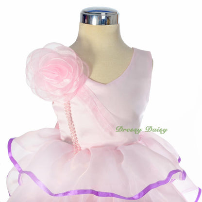 FG295 Satin Organza Tiered Dress Party Wedding Birthday Flower Girl Size 9 Months - 4