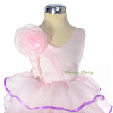 FG295 Satin Organza Tiered Dress Party Wedding Birthday Flower Girl Size 9 Months - 4