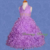 FG148 Girls Beads Halter Embossed Flower Girl Dresses Party Pageant Dress Size 2-9