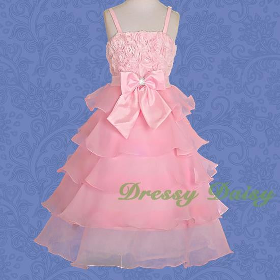 FG136 Girls Tiered Wedding Flower Girl Party Dresses Pageant Dress Size 2-9