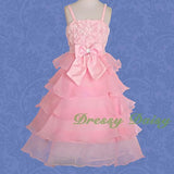 FG136 Girls Tiered Wedding Flower Girl Party Dresses Pageant Dress Size 2-9