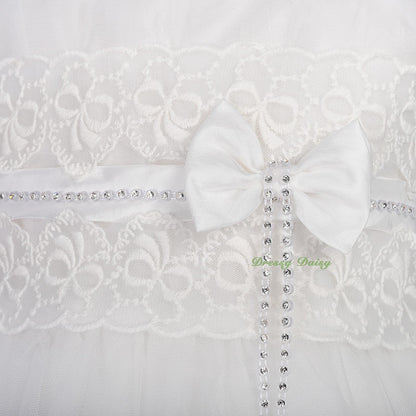 FG339 Diamante Floral Lace Pageant Wedding Flower Girl Dresses w/ Train Size 2-9
