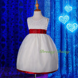FG208 Girls Rhinestones Ribbon Trimming Flower Girl Pageant Party Dresses Size 2-10