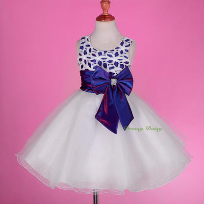 FG246 Girls' Big Bow Tulle Flower Girl Dresses Party Pageant Dress Size 2-9