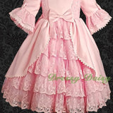 VD003 Lace Satin Victorian Princess Flower Girl Dresses Party Dress Size 12m-9