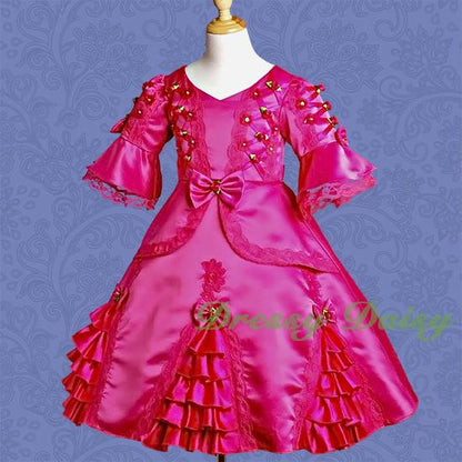 VD002 Vintage Victorian Dresses Fancy Costume Pageant Flower Girl Dress Size 2T-9