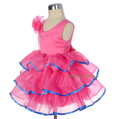 FG295 Satin Organza Tiered Dress Party Wedding Birthday Flower Girl Size 9 Months - 4