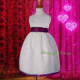 FG208 Girls Rhinestones Ribbon Trimming Flower Girl Pageant Party Dresses Size 2-10