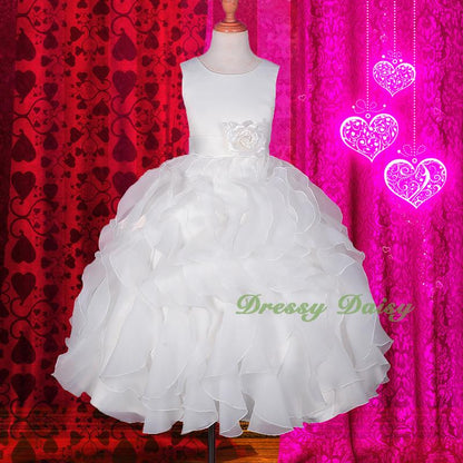 FG234 Girls Ruffle Flower Girl Dresses Pageant Gown Party Communion Dress Size 4-12