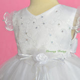 FG324 Scallop Hemline Pageant Birthday Occasion Dresses w/ Bonnet Baby Size 9-24 Months