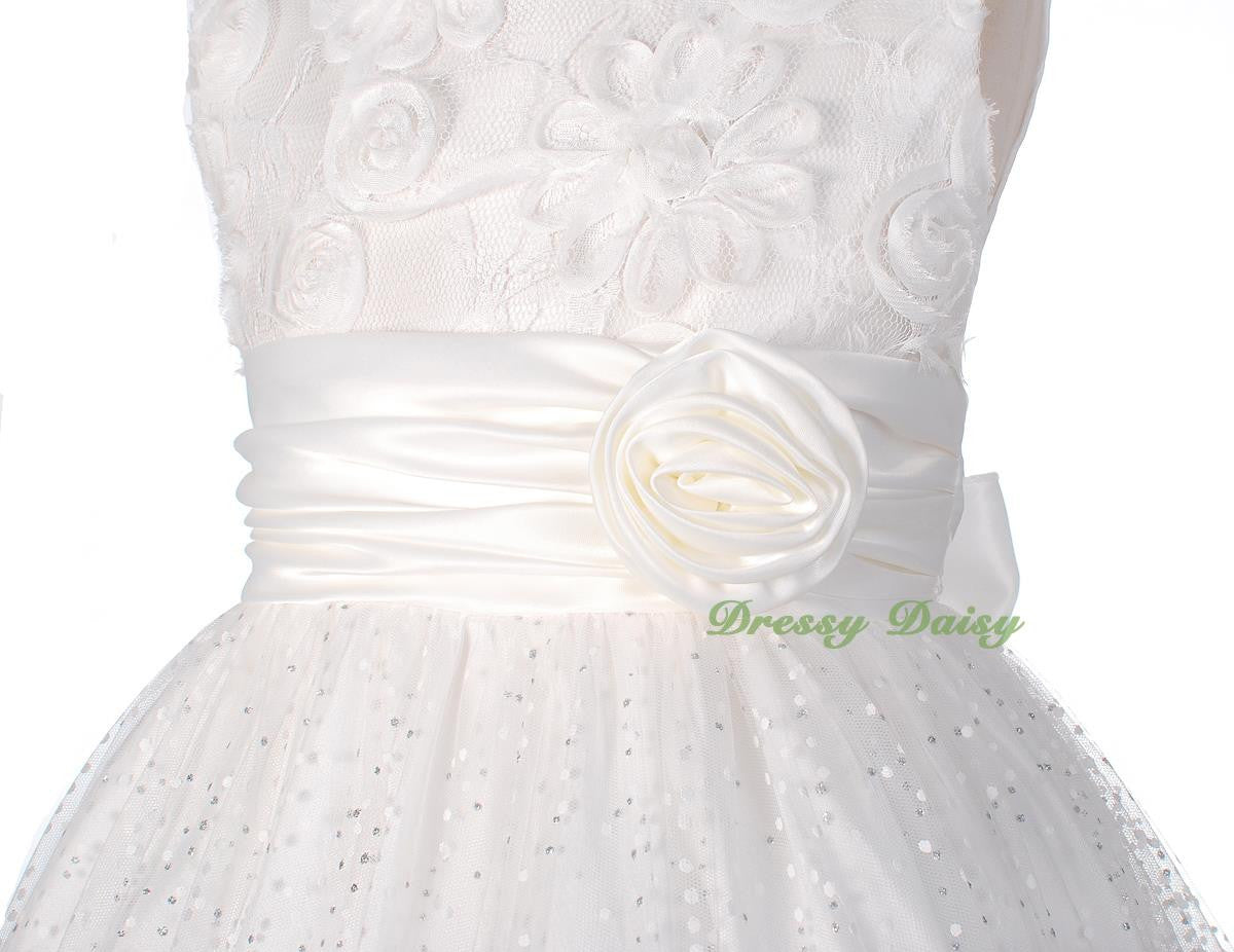FG278 Girls' Soutache Rosette Wedding Flower Girl Pageant Communion Dress Size 2-11