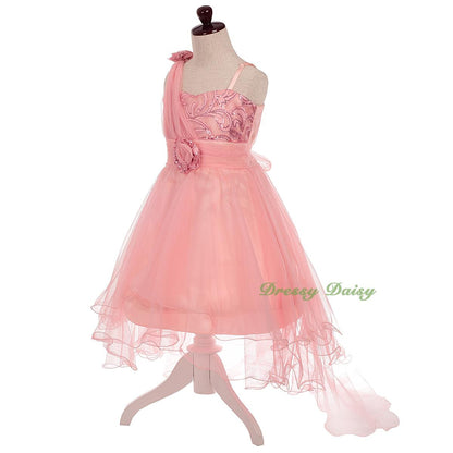 FG333 Sequined Tulle Train Flower Girl Dresses For Wedding Pageant Party Size 2-8