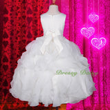 FG234 Girls Ruffle Flower Girl Dresses Pageant Gown Party Communion Dress Size 4-12