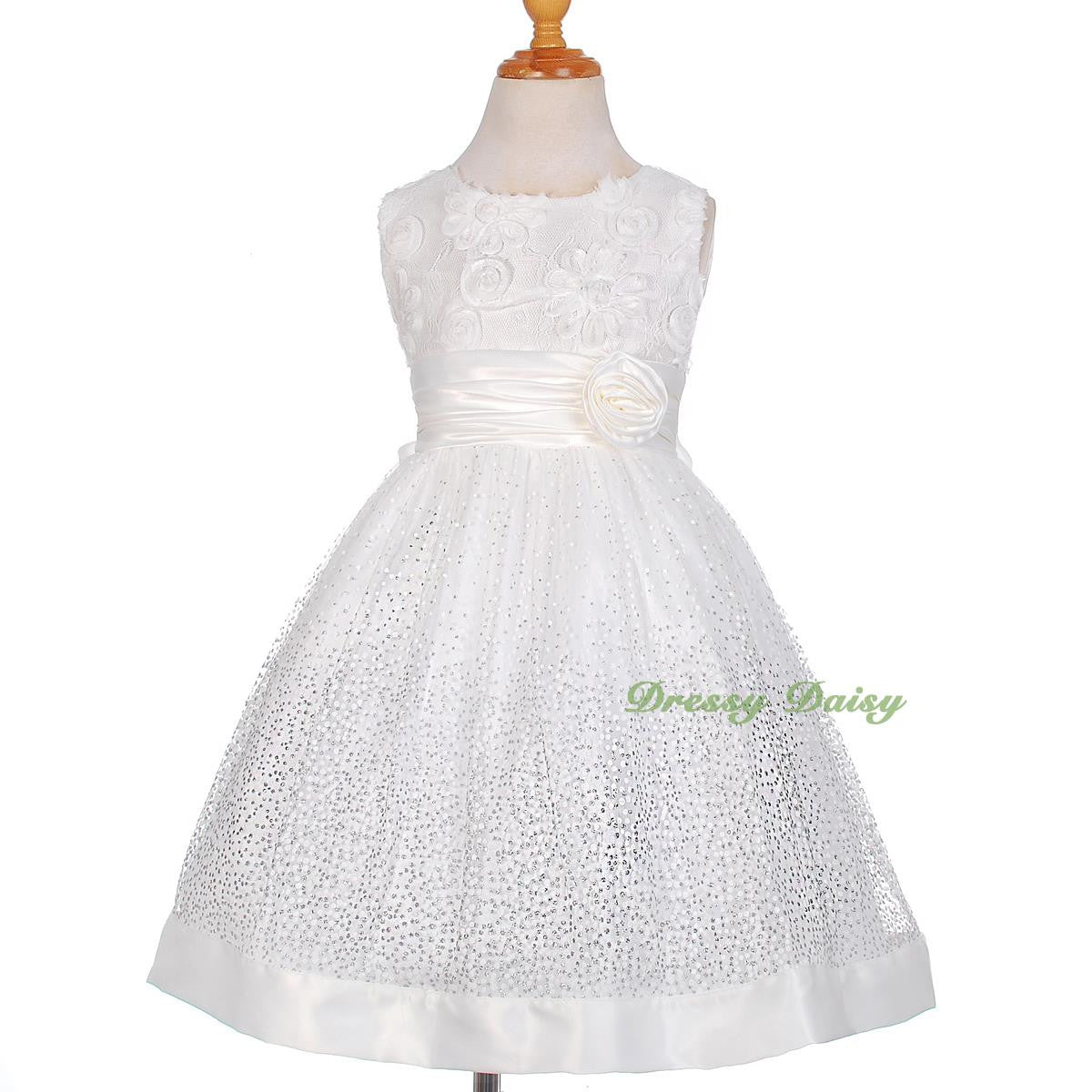 FG278 Girls' Soutache Rosette Wedding Flower Girl Pageant Communion Dress Size 2-11