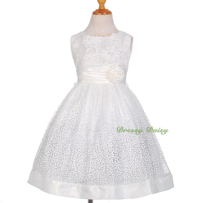 FG278 Girls' Soutache Rosette Wedding Flower Girl Pageant Communion Dress Size 2-11