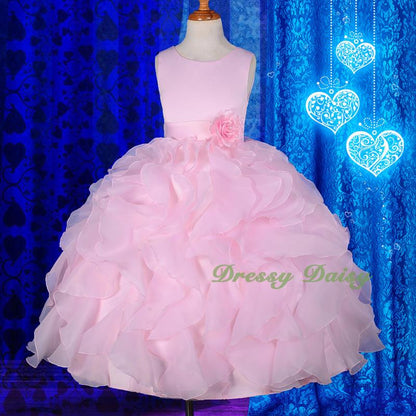 FG234 Girls Ruffle Flower Girl Dresses Pageant Gown Party Communion Dress Size 4-12