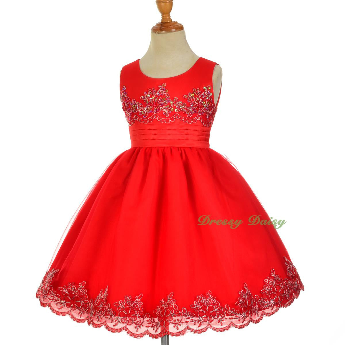 FG317 Beads Embroidery Scalloped Dresses Flower Girl Pageant Occasion Size 2-10