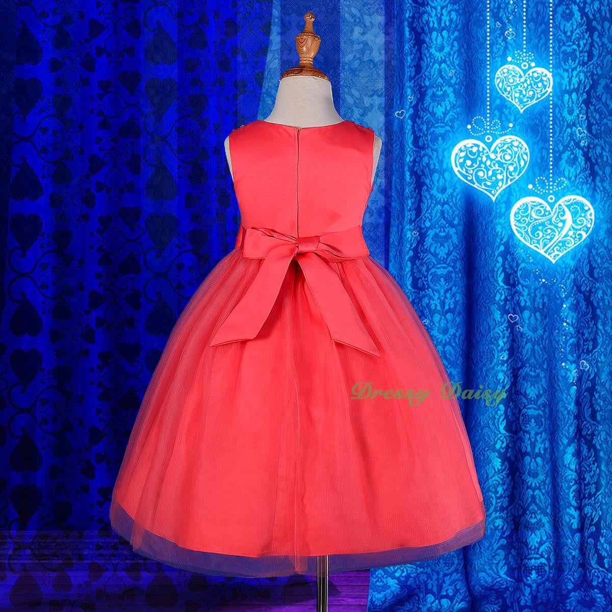 FG257 Girls' Beaded Satin Tulle Wedding Flower Girl Pageant Party Dresses Size 18 Months - 8