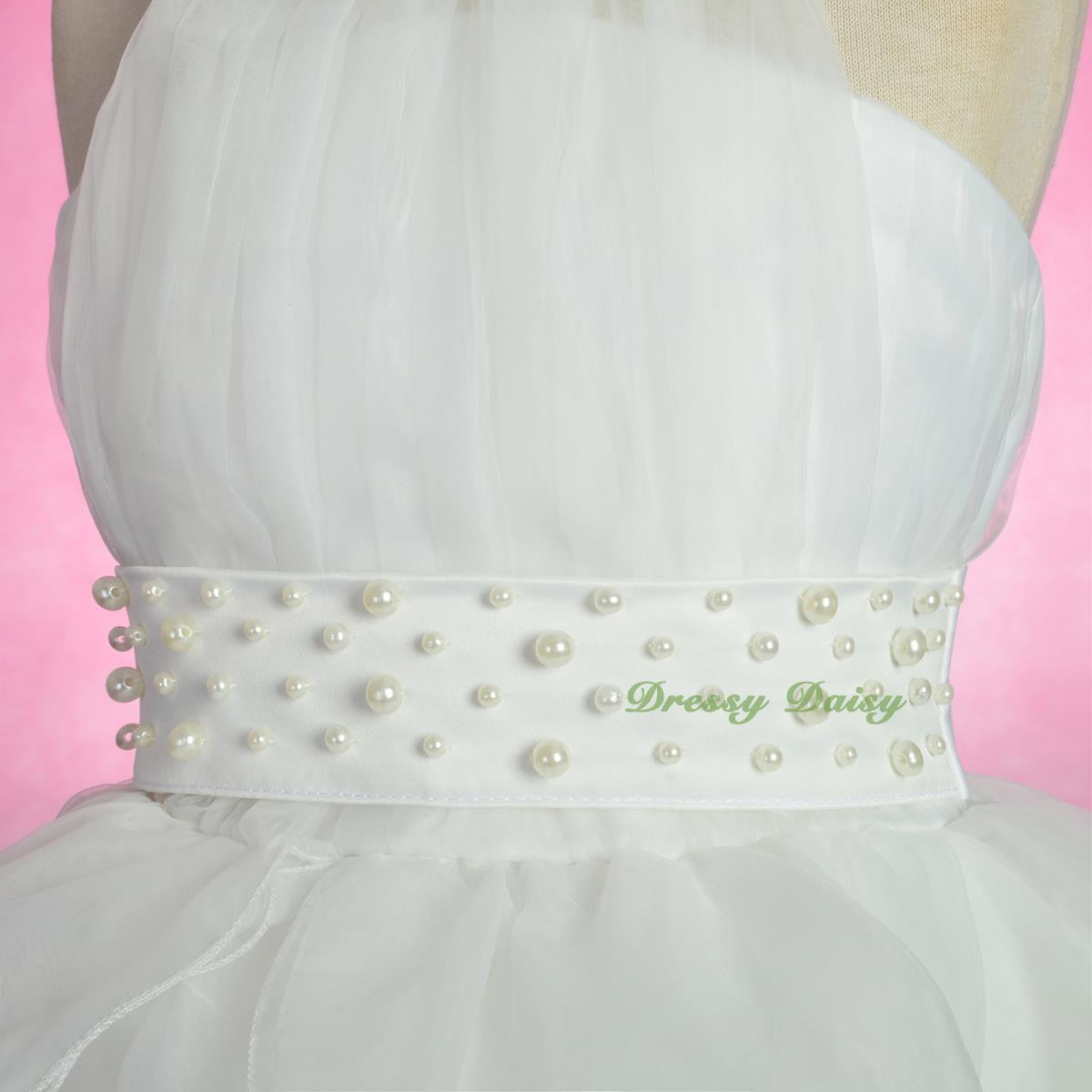 FG326 Rosettes Halter Ball Gown Formal Dress Wedding Flower Girl Pageant Size 4-14
