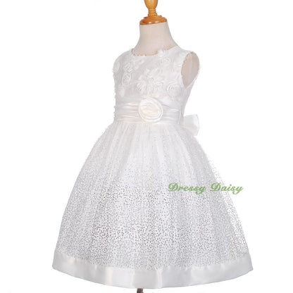 FG278 Girls' Soutache Rosette Wedding Flower Girl Pageant Communion Dress Size 2-11