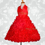 FG148 Girls Beads Halter Embossed Flower Girl Dresses Party Pageant Dress Size 2-9