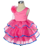 FG295 Satin Organza Tiered Dress Party Wedding Birthday Flower Girl Size 9 Months - 4