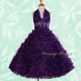 FG148 Girls Beads Halter Embossed Flower Girl Dresses Party Pageant Dress Size 2-9