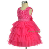 FG322 Tiered Tulle Pearl Party Pageant Wedding Flower Girl Dress Up Size 12 Months - 4