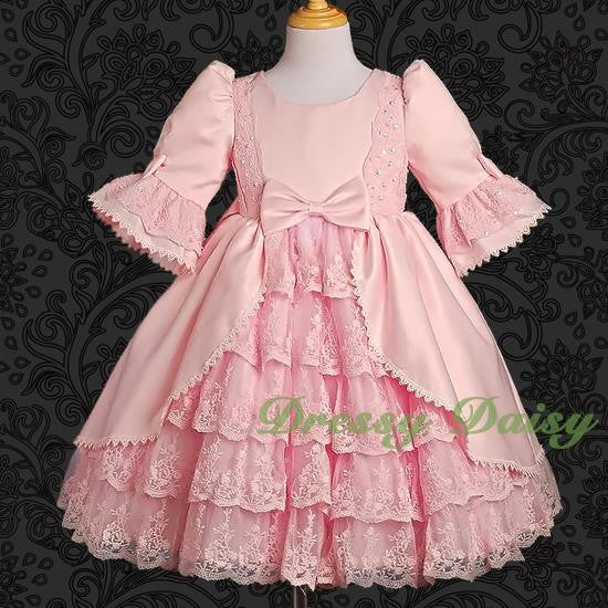 VD003 Lace Satin Victorian Princess Flower Girl Dresses Party Dress Size 12m-9
