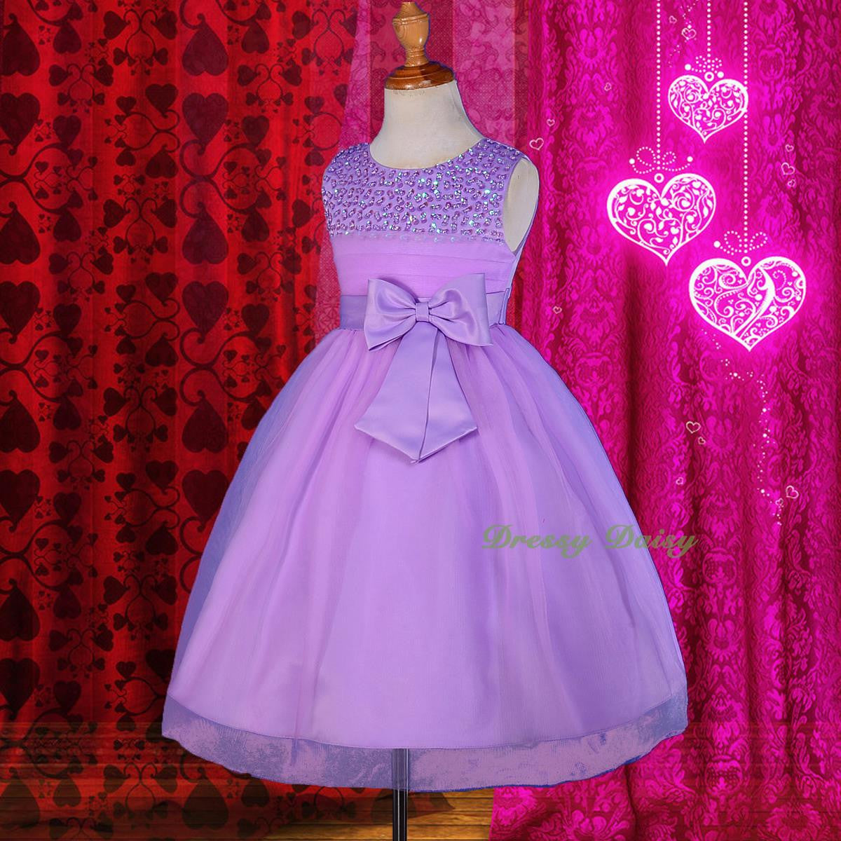 FG257 Girls' Beaded Satin Tulle Wedding Flower Girl Pageant Party Dresses Size 18 Months - 8