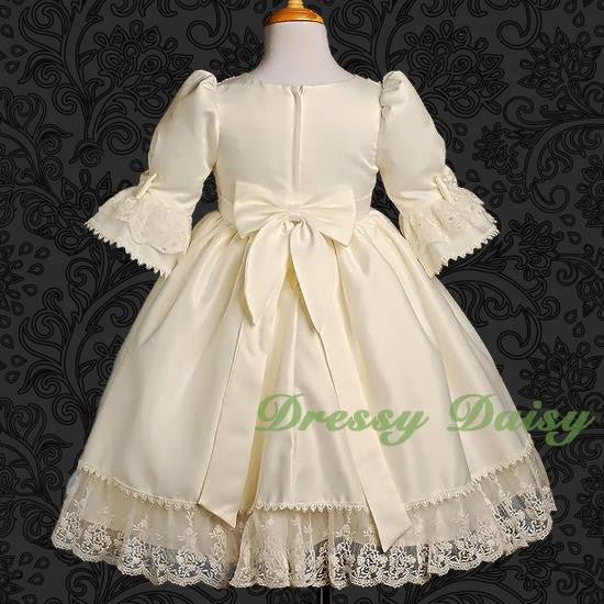 VD003 Lace Satin Victorian Princess Flower Girl Dresses Party Dress Size 12m-9