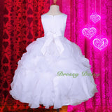 FG234 Girls Ruffle Flower Girl Dresses Pageant Gown Party Communion Dress Size 4-12