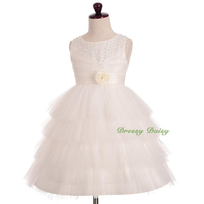 FG308 Girls Beaded Tulle Flower Girl Dresses Pageant Party Occasion Dress Size 2-8