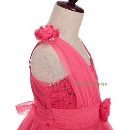FG333 Sequined Tulle Train Flower Girl Dresses For Wedding Pageant Party Size 2-8