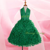 FG148 Girls Beads Halter Embossed Flower Girl Dresses Party Pageant Dress Size 2-9