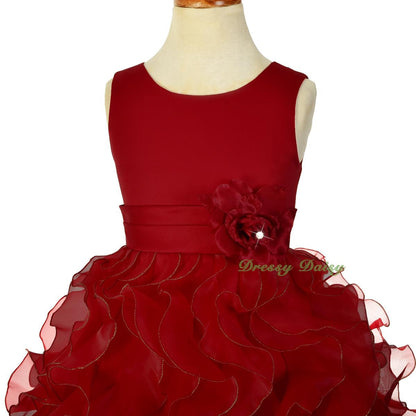 FG234 Girls Ruffle Flower Girl Dresses Pageant Gown Party Communion Dress Size 4-12