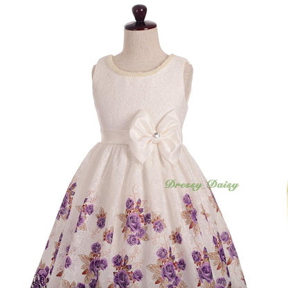 FG331 Girls' Lace Scalloped Hem Wedding Flower Girl Pageant Party Dresses Size 3-10
