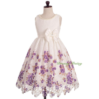 FG331 Girls' Lace Scalloped Hem Wedding Flower Girl Pageant Party Dresses Size 3-10