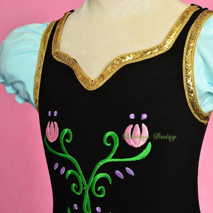 BA059 Princess Anna Tulip Embroidery Ballet Tutus Dancewear Fairy Costume Size 2-7