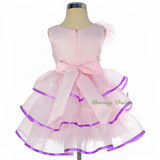FG295 Satin Organza Tiered Dress Party Wedding Birthday Flower Girl Size 9 Months - 4
