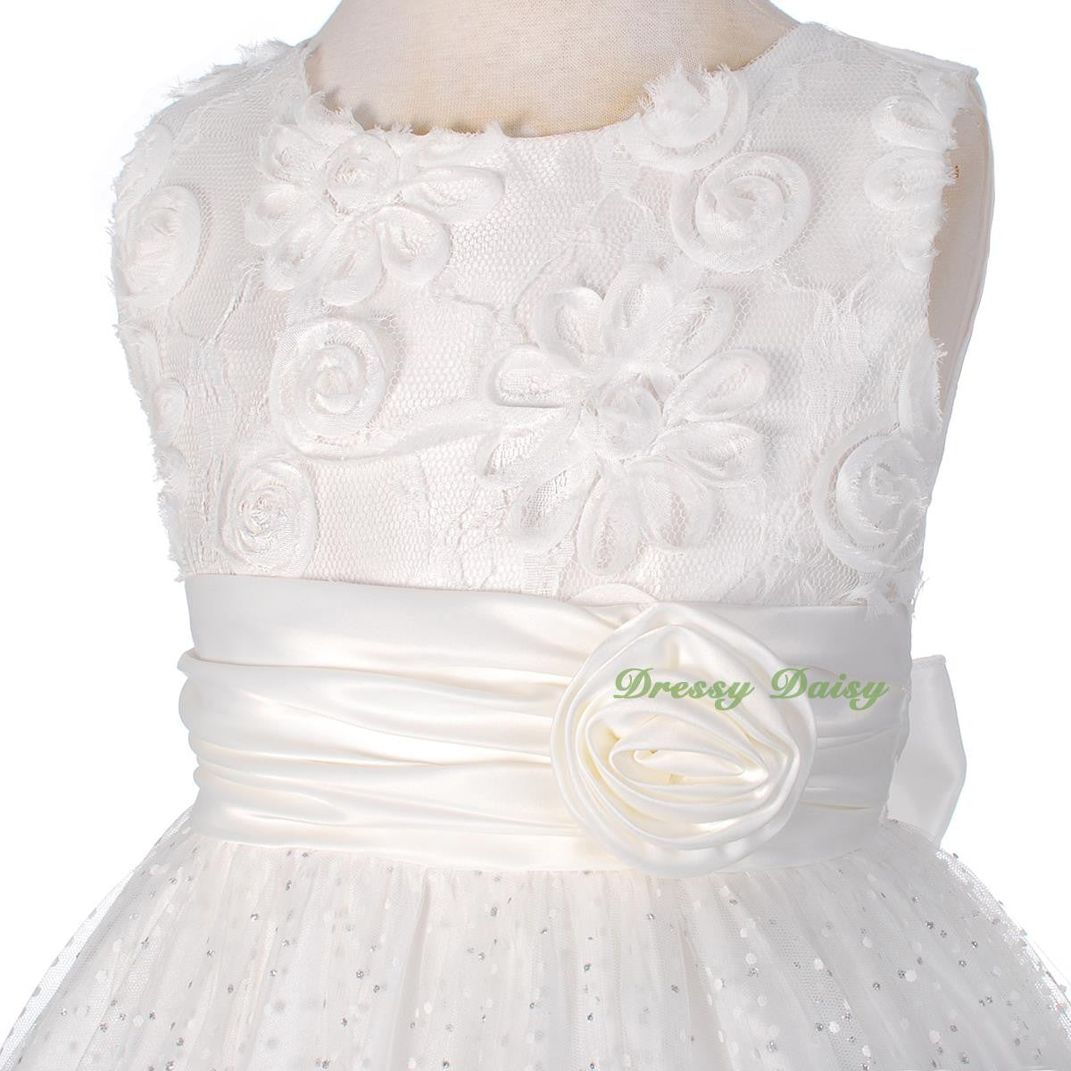 FG278 Girls' Soutache Rosette Wedding Flower Girl Pageant Communion Dress Size 2-11