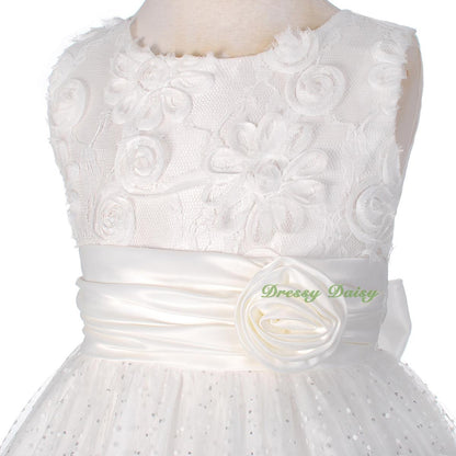 FG278 Girls' Soutache Rosette Wedding Flower Girl Pageant Communion Dress Size 2-11