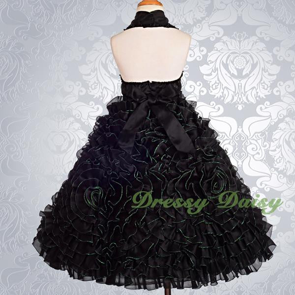 FG148 Girls Beads Halter Embossed Flower Girl Dresses Party Pageant Dress Size 2-9