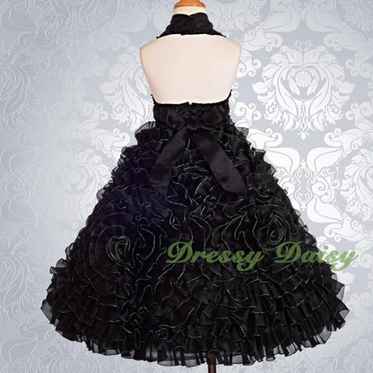 FG148 Girls Beads Halter Embossed Flower Girl Dresses Party Pageant Dress Size 2-9